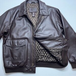RedHead Leather Insulated Bomber Jacket Mens Size Medium Brown Thinsulate